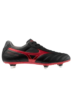 Scarpe da calcio nere e rosse con tacchetti avvitabili Mizuno Morelia II Club SI