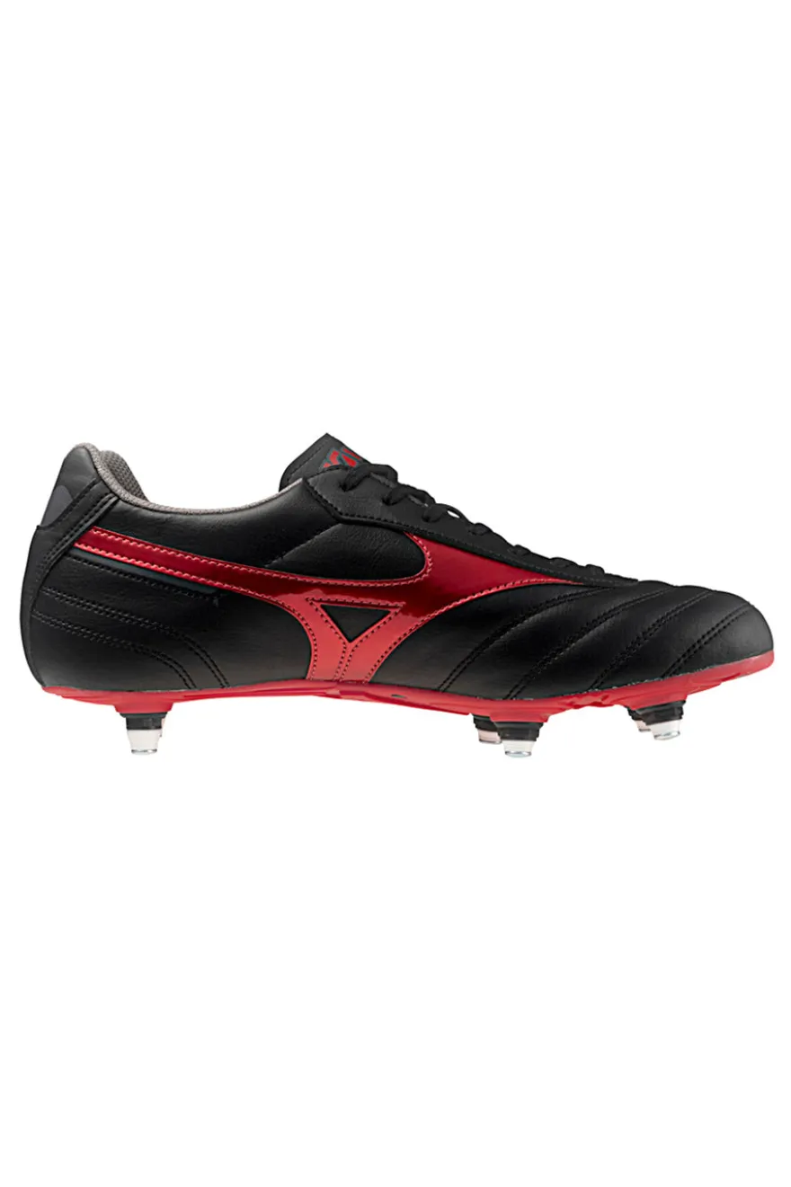 Scarpe da calcio nere e rosse con tacchetti avvitabili Mizuno Morelia II Club SI