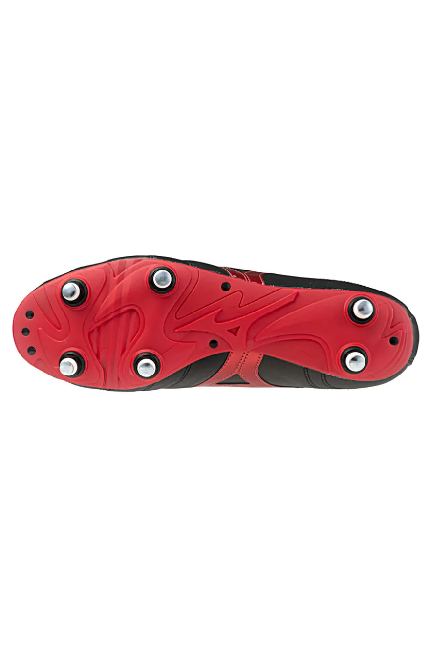 Scarpe da calcio nere e rosse con tacchetti avvitabili Mizuno Morelia II Club SI