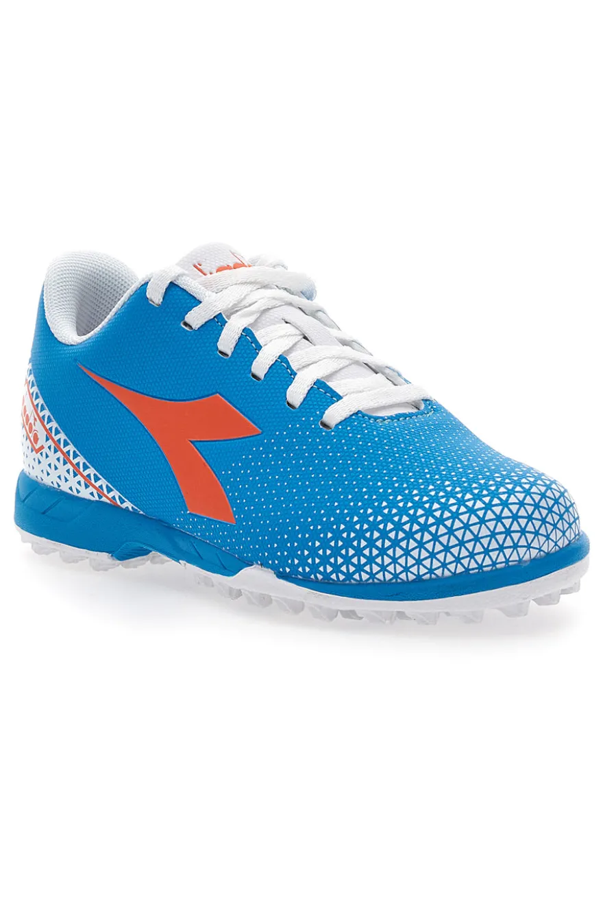 Scarpe da Calcio per Terreni Sintetici Azzurre con Logo Arancione Diadora Pichichi 6 Tf Jr