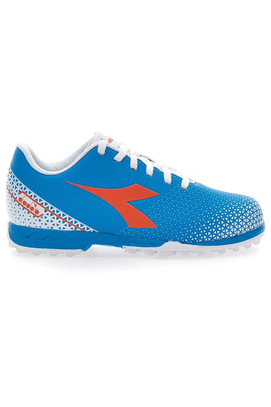 Scarpe da Calcio per Terreni Sintetici Azzurre con Logo Arancione Diadora Pichichi 6 Tf Jr