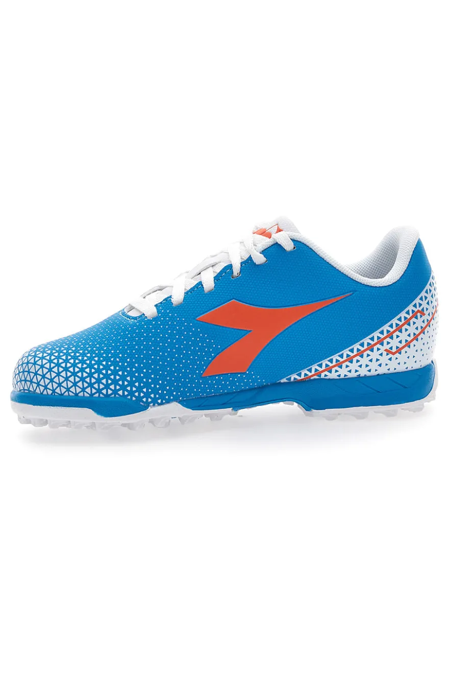 Scarpe da Calcio per Terreni Sintetici Azzurre con Logo Arancione Diadora Pichichi 6 Tf Jr