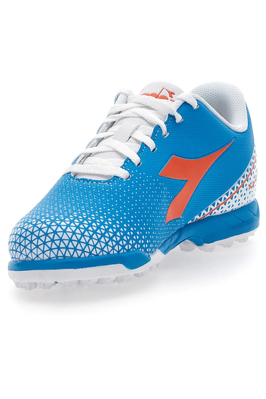 Scarpe da Calcio per Terreni Sintetici Azzurre con Logo Arancione Diadora Pichichi 6 Tf Jr