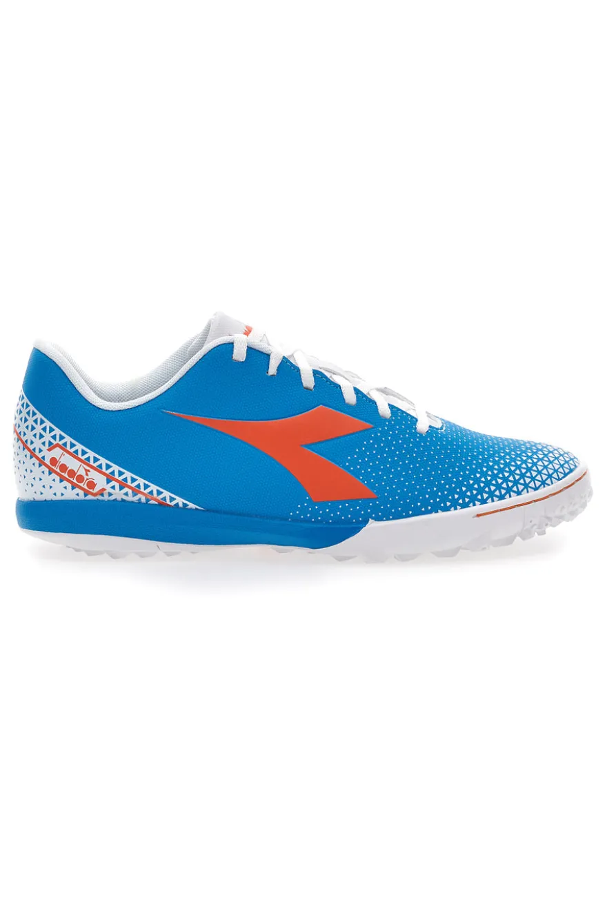 Scarpe da Calcio per Terreni Sintetici Azzurre con Logo Arancione Diadora Pichichi 6 Tfr
