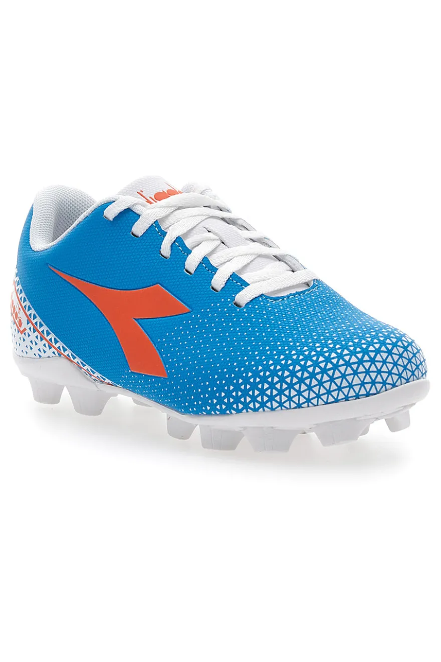 Scarpe da Calcio per Terreni Duri Azzurre con Logo Arancione Diadora Pichichi 6 Md Jr