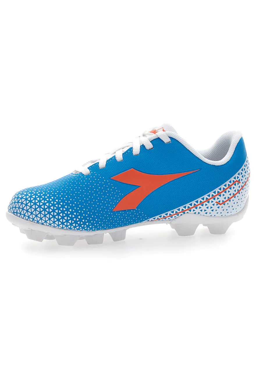 Scarpe da Calcio per Terreni Duri Azzurre con Logo Arancione Diadora Pichichi 6 Md Jr