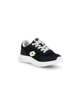 Scarpe da fitness nere con inserti gialli e Air Memory Foam Lotto Run 90 Amf Jr