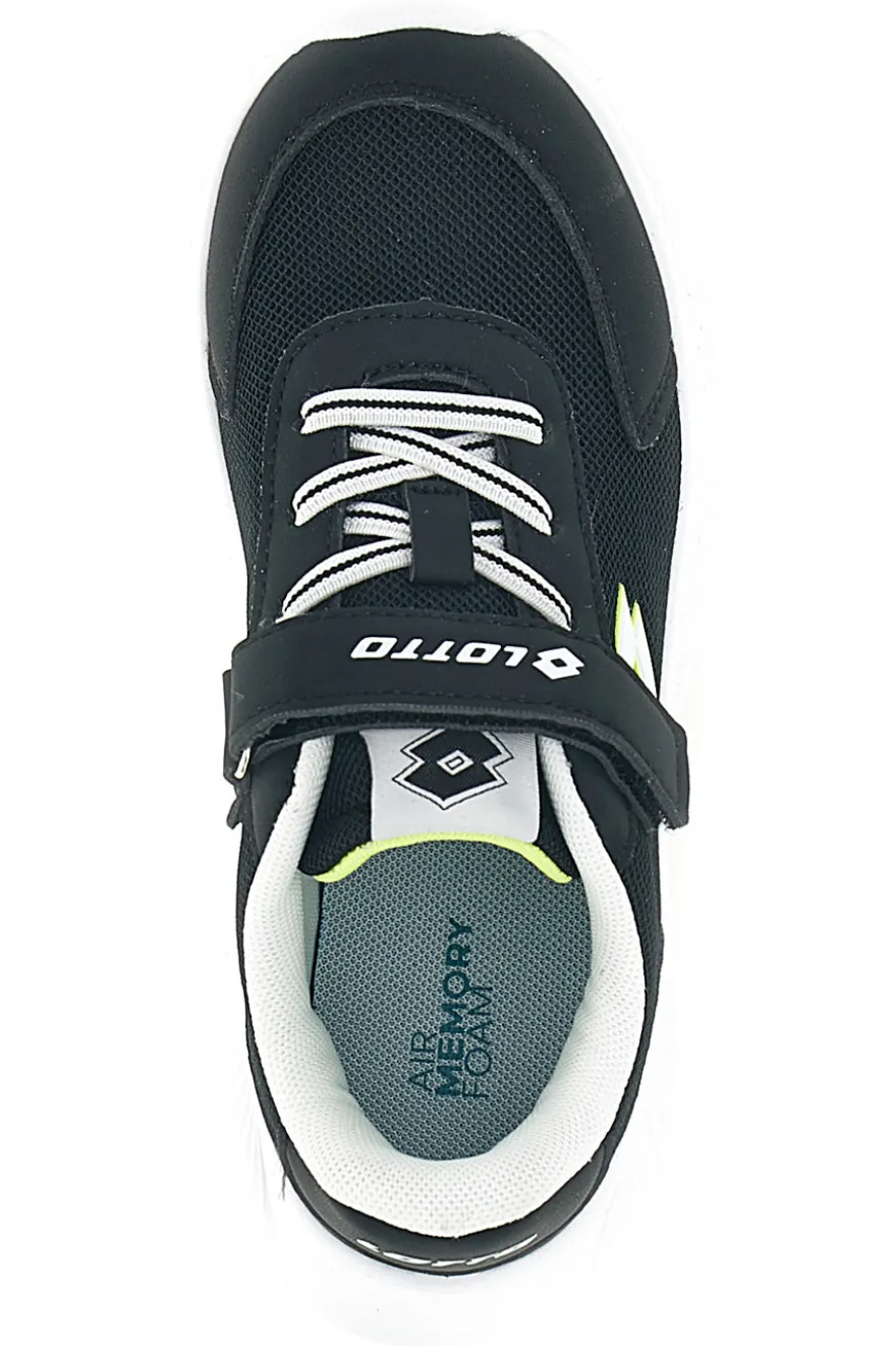 Scarpe da ginnastica nere e bianche con chiusura a strappo e memory foam Lotto RUN 90 AMF CL S