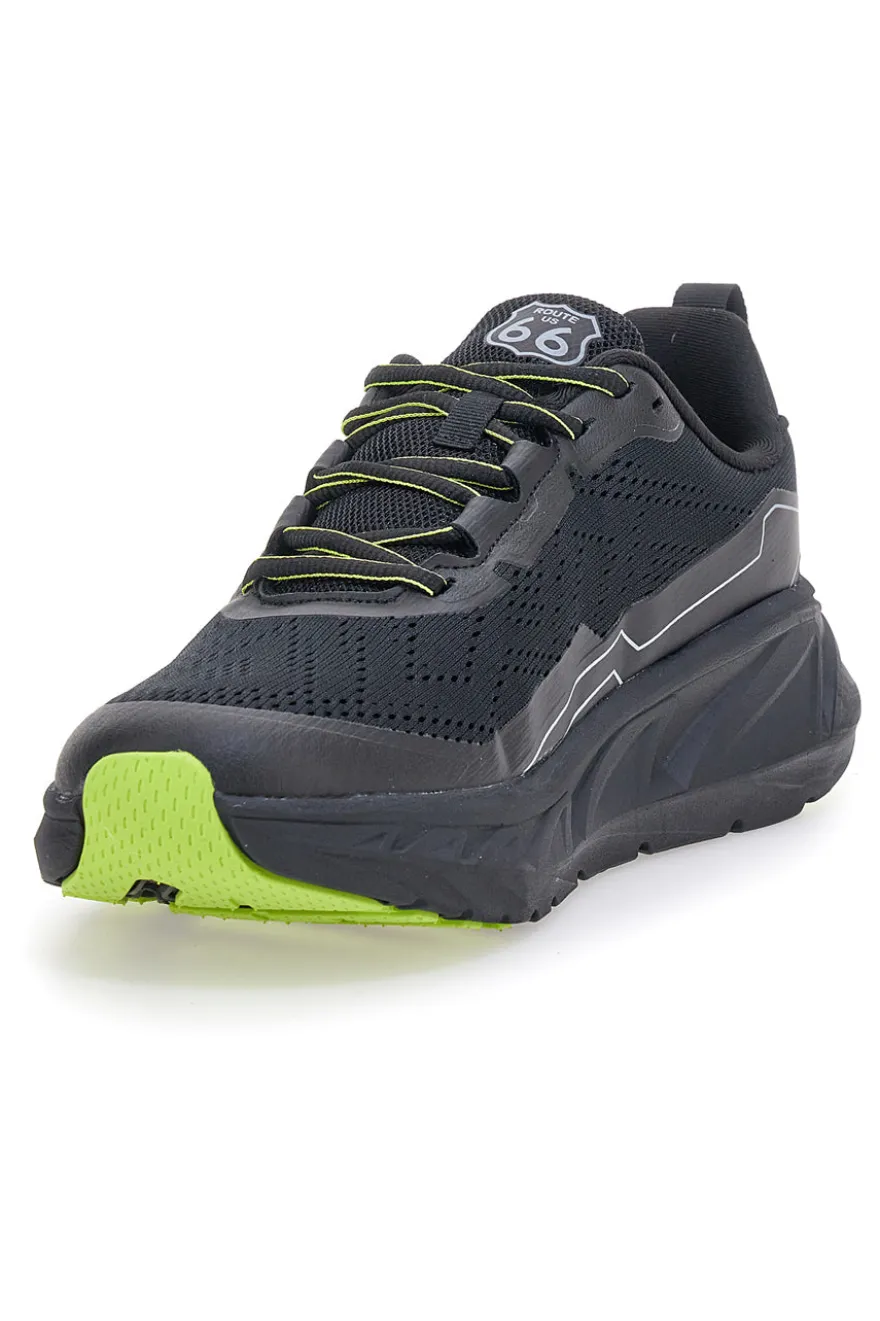 Scarpe da ginnastica nere con dettagli lime Route 66 RO51038D