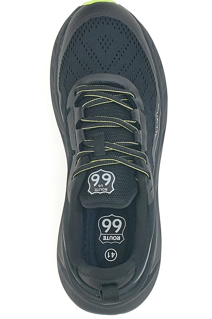 Scarpe da ginnastica nere con dettagli lime Route 66 RO51038D