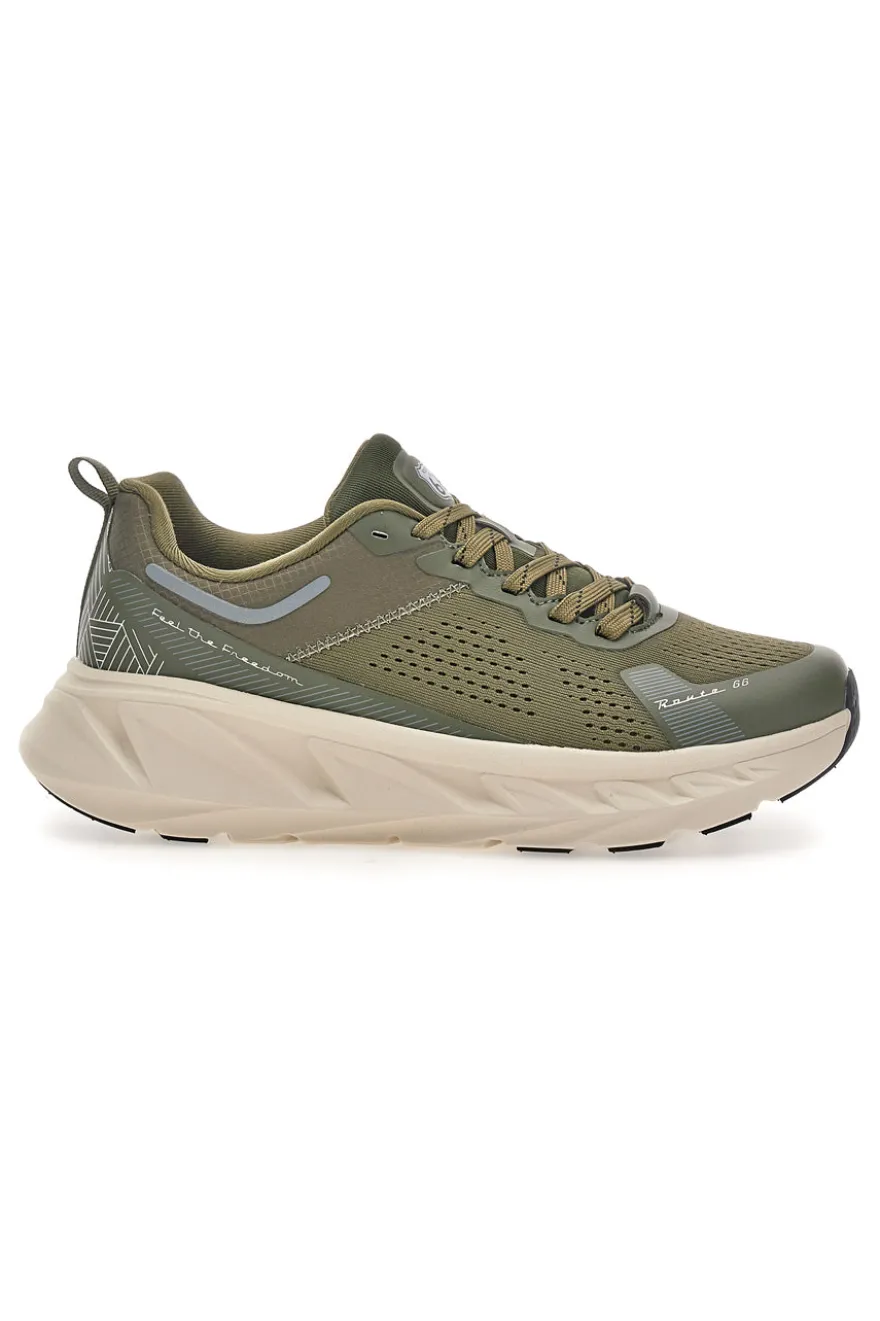 Scarpe da ginnastica verde militare con suola beige Route 66 RO51811D