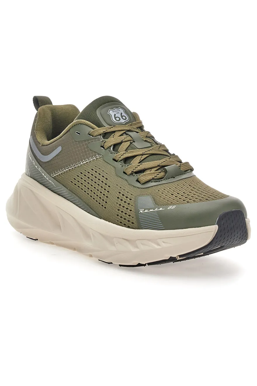 Scarpe da ginnastica verde militare con suola beige Route 66 RO51811D