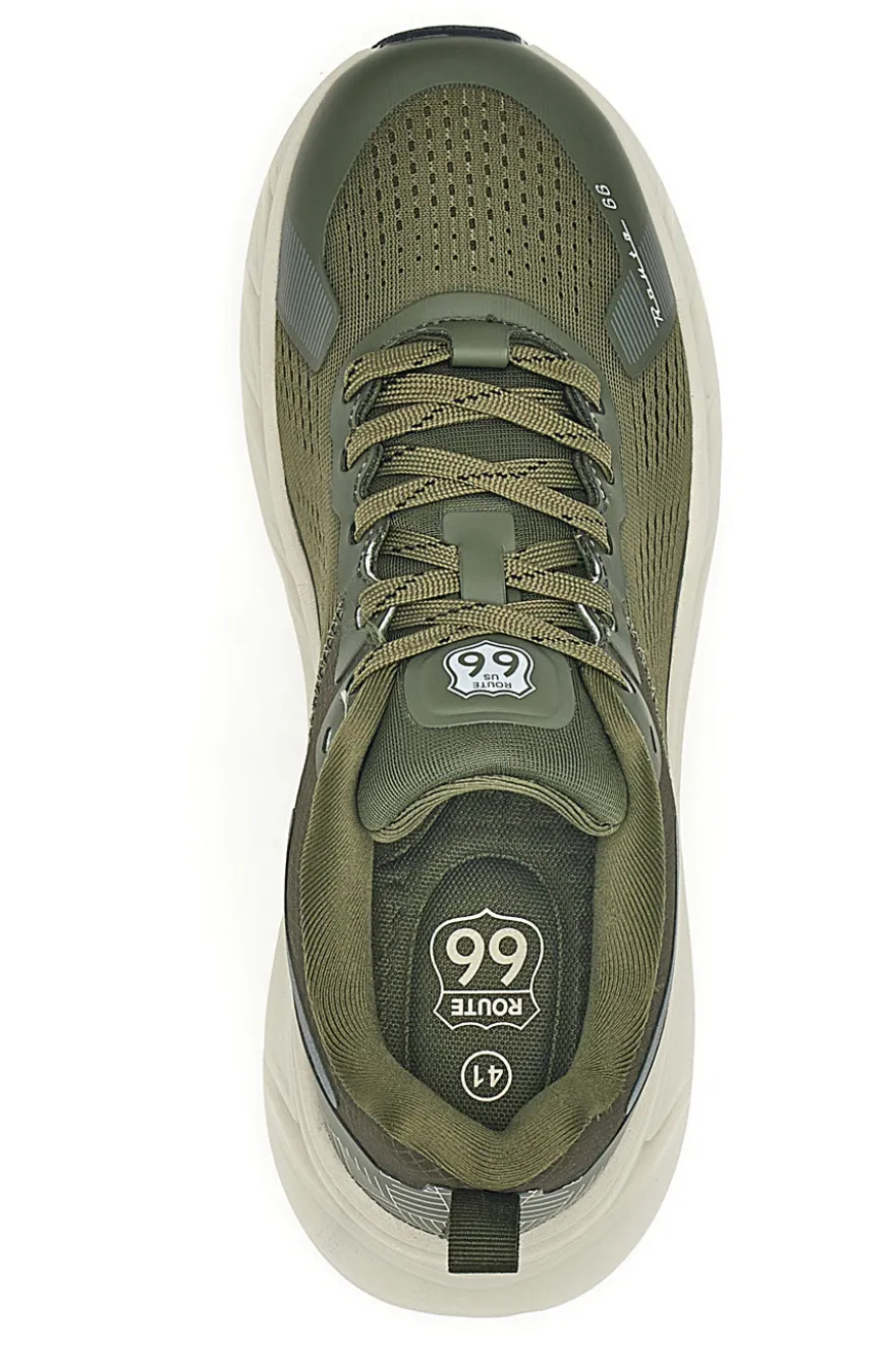 Scarpe da ginnastica verde militare con suola beige Route 66 RO51811D