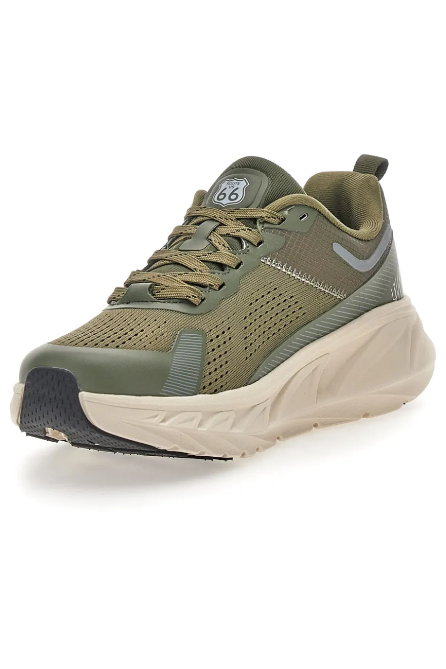 Scarpe da ginnastica verde militare con suola beige Route 66 RO51811D