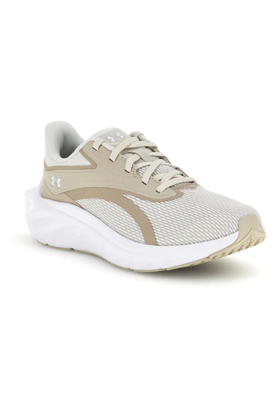 Scarpe da running bianco e beige con mesh traspirante UA Charged+ Ascend