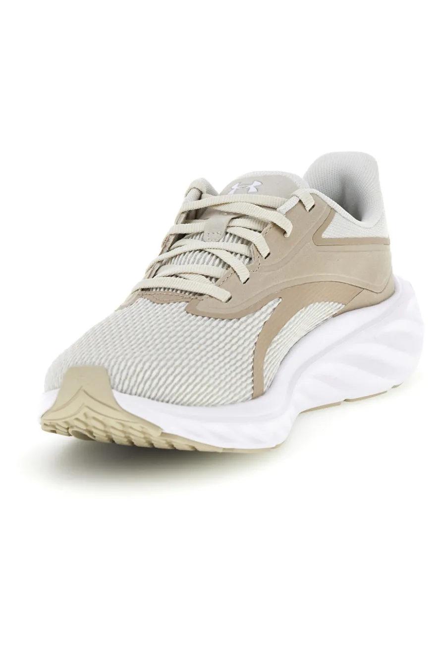 Scarpe da running bianco e beige con mesh traspirante UA Charged+ Ascend