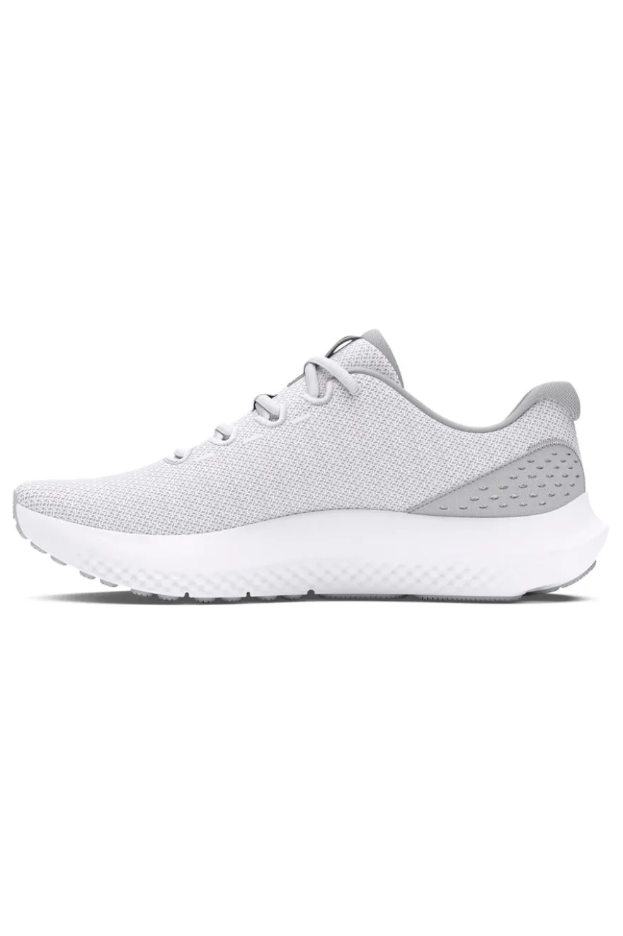 Scarpe da running bianco e grigio chiaro con mesh traspirante e Charged Cushioning Under armour Charged Surge 4