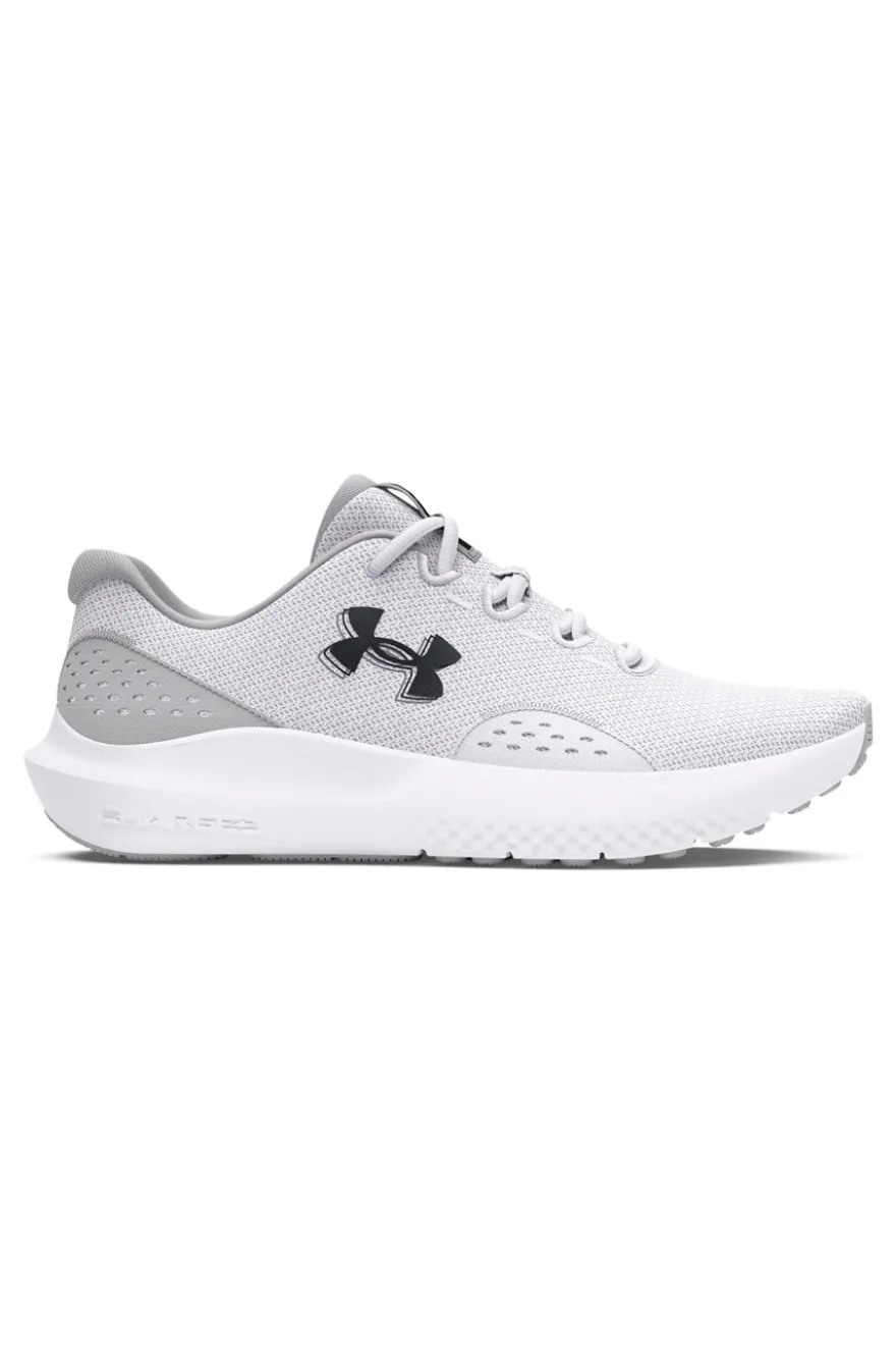 Scarpe da running bianco e grigio chiaro con mesh traspirante e Charged Cushioning Under armour Charged Surge 4