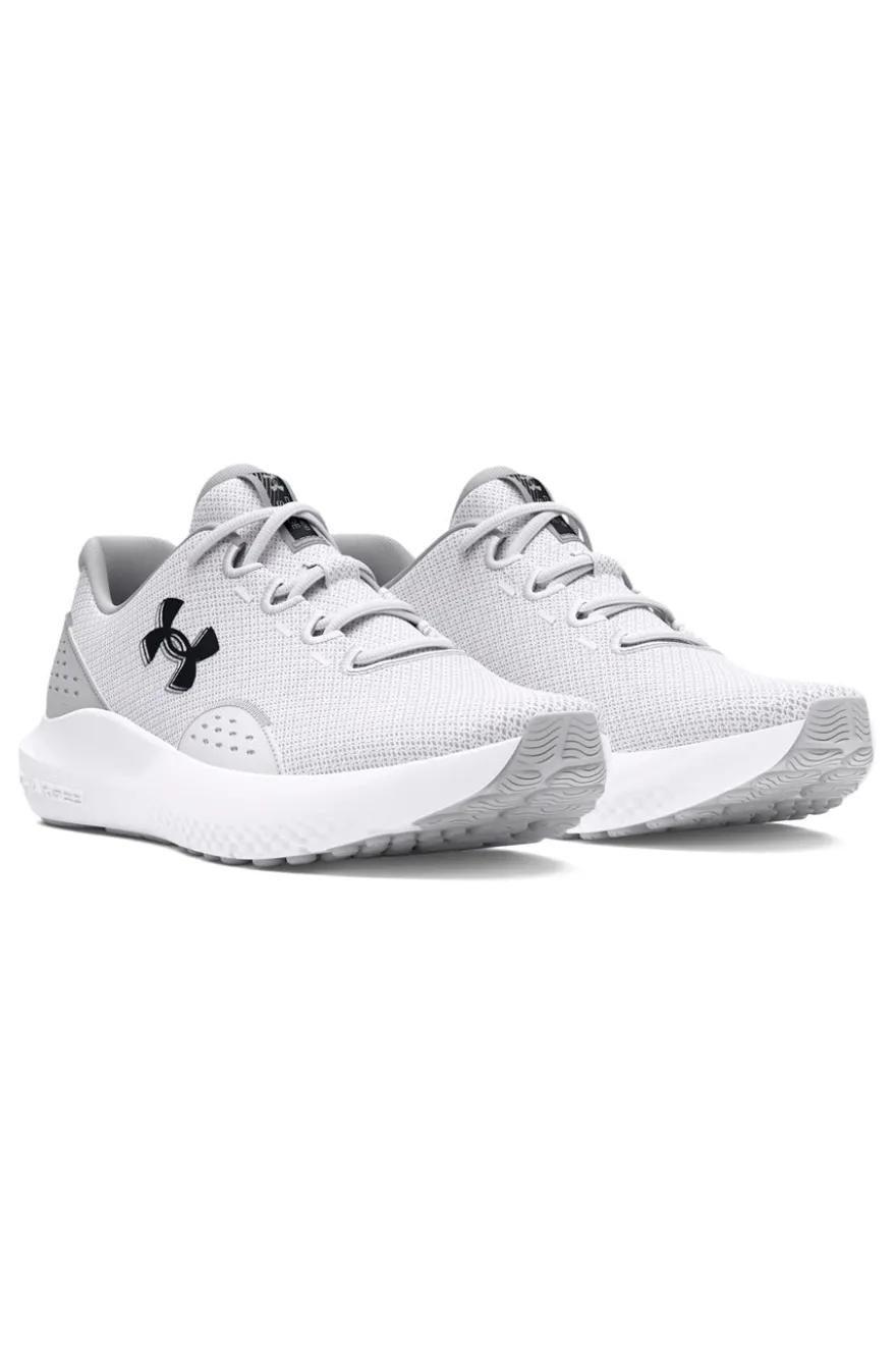 Scarpe da running bianco e grigio chiaro con mesh traspirante e Charged Cushioning Under armour Charged Surge 4
