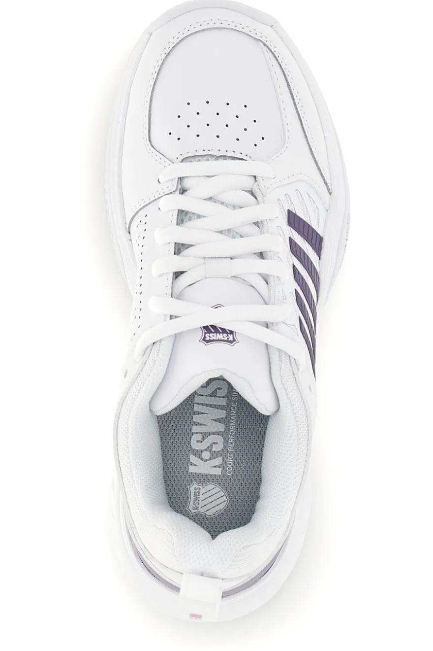Scarpe da tennis bianche con inserti viola K-swiss Court Express 2 Clay