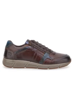 Scarpe da uomo marroni in pelle con zip Andrea Bruni AM901