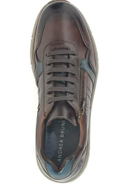 Scarpe da uomo marroni in pelle con zip Andrea Bruni AM901