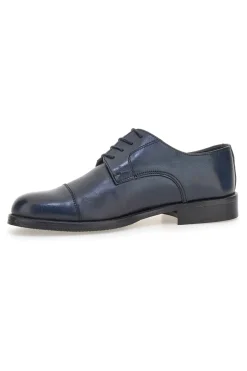 Scarpe eleganti blu in pelle con cuciture decorative Pittarello 7705