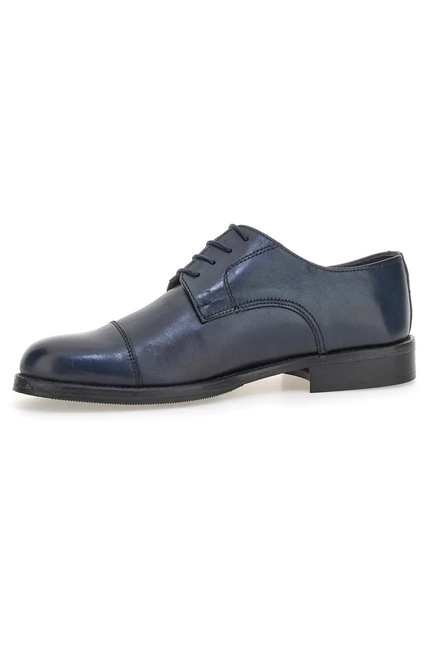Scarpe eleganti blu in pelle con cuciture decorative Pittarello 7705