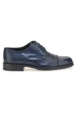 Scarpe eleganti blu in pelle con cuciture decorative Pittarello 7705