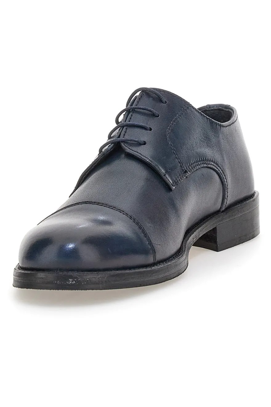 Scarpe eleganti blu in pelle con cuciture decorative Pittarello 7705