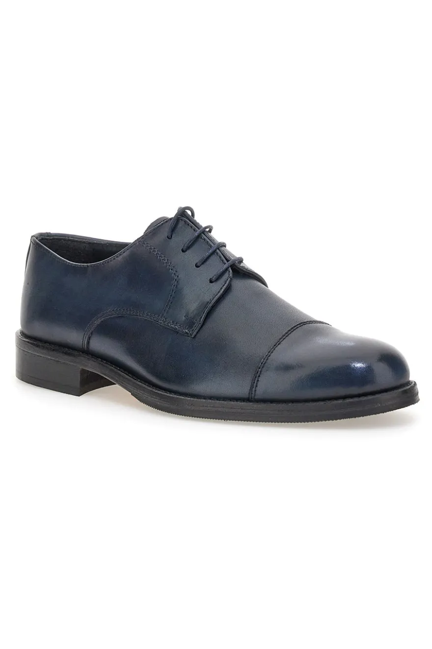 Scarpe eleganti blu in pelle con cuciture decorative Pittarello 7705
