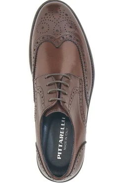 Scarpe eleganti marroni in pelle con forature decorative Pittarello 7710