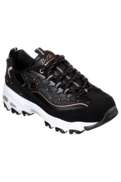 Scarpe nere chunky con borchie e Memory Foam Skechers D'Lites Glamour Feels