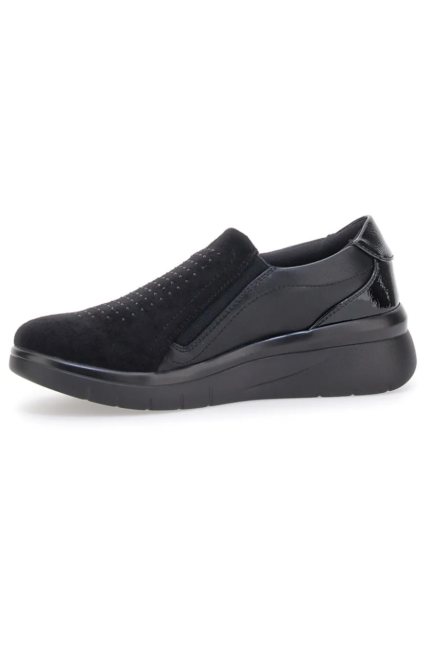 Scarpe nere con brillantini e cerniera laterale PRIMA RIGA H2301017