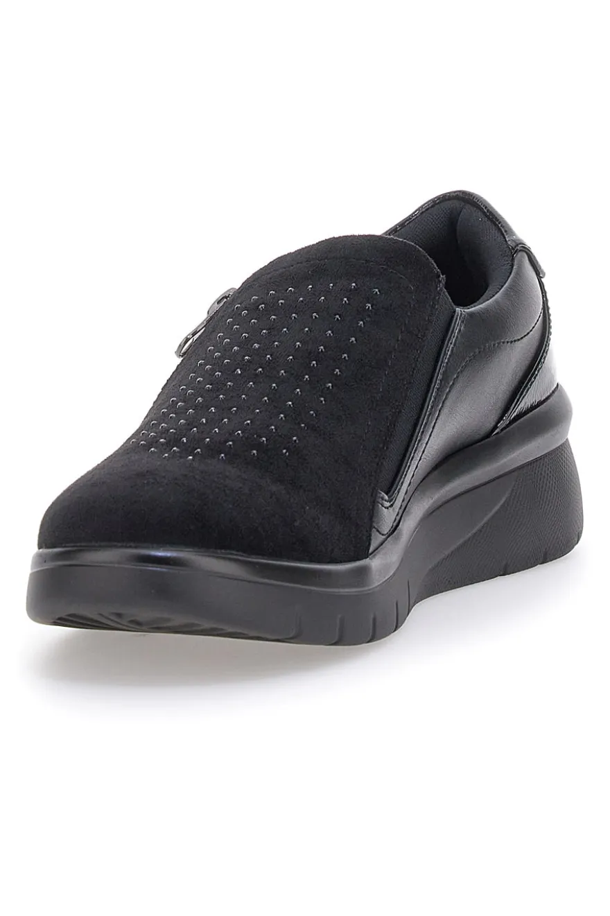 Scarpe nere con brillantini e cerniera laterale PRIMA RIGA H2301017