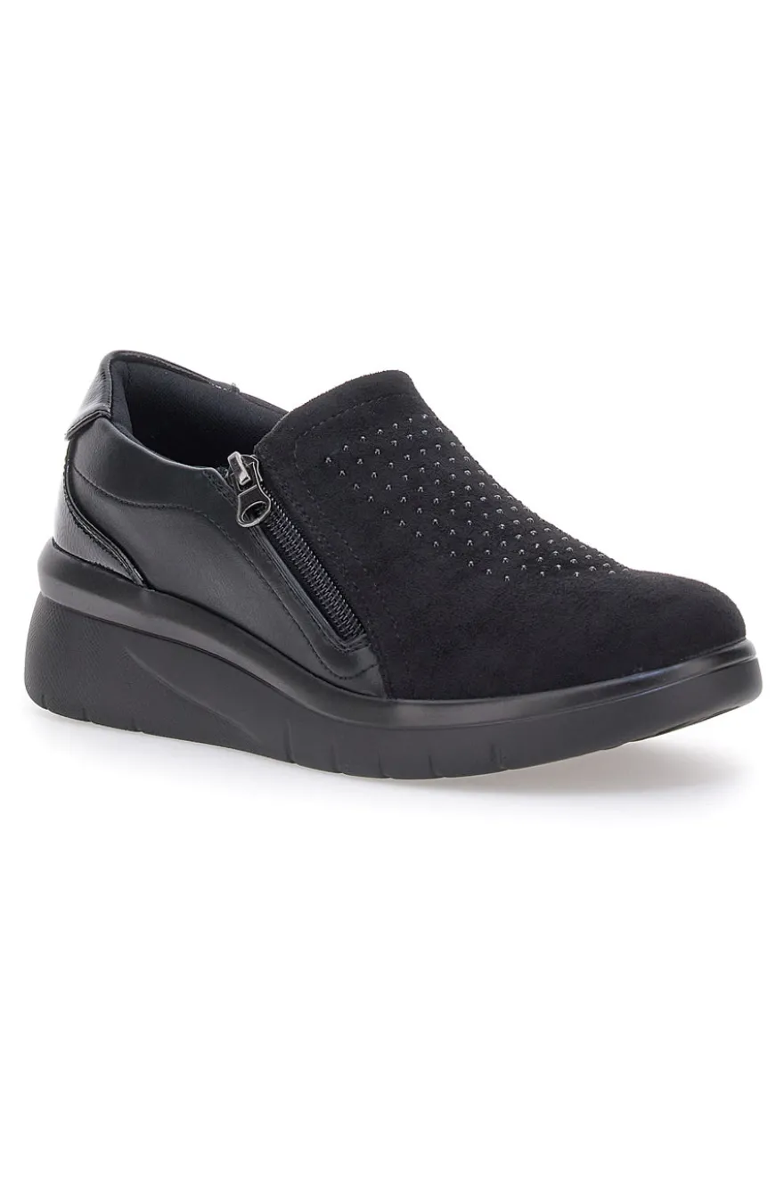 Scarpe nere con brillantini e cerniera laterale PRIMA RIGA H2301017