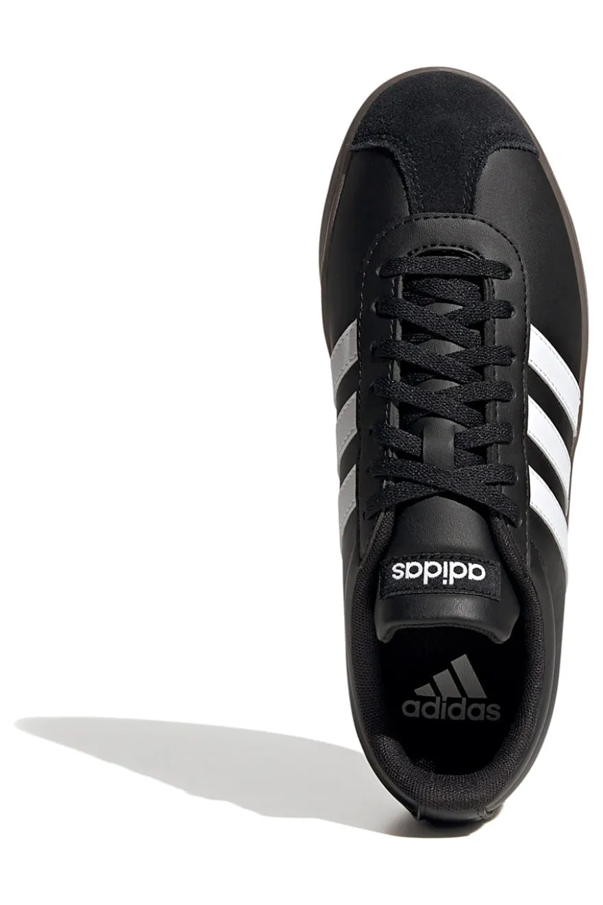 Scarpe nere con strisce bianche suola in gomma Adidas VL Court Base