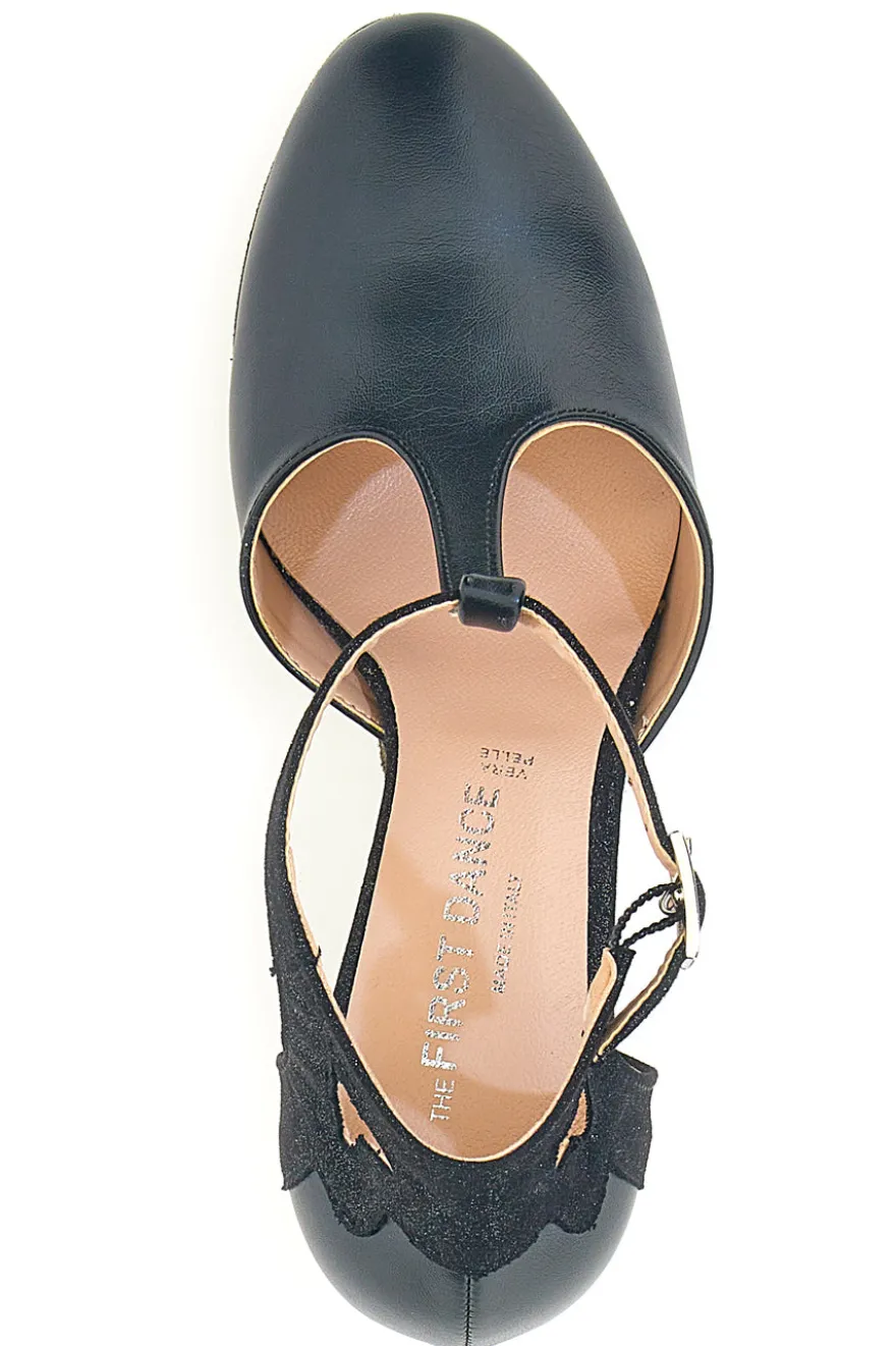 Scarpe nere con tacco e cinturino a T The First Dance 6335