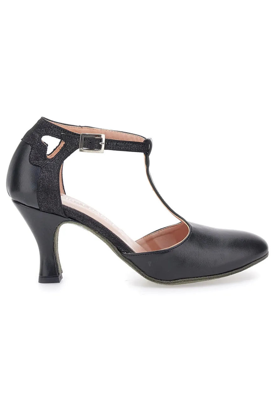 Scarpe nere con tacco e cinturino a T The First Dance 6335