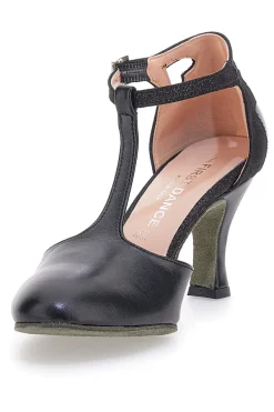 Scarpe nere con tacco e cinturino a T The First Dance 6335