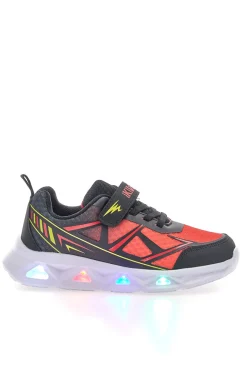 Scarpe nere e rosse con luci e strappo Pitt kids 11562