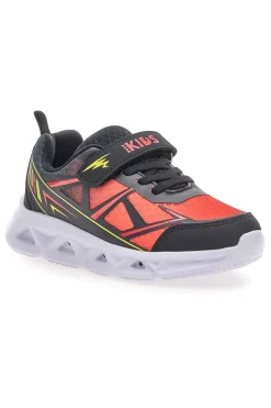Scarpe nere e rosse con luci e strappo Pitt kids 11562