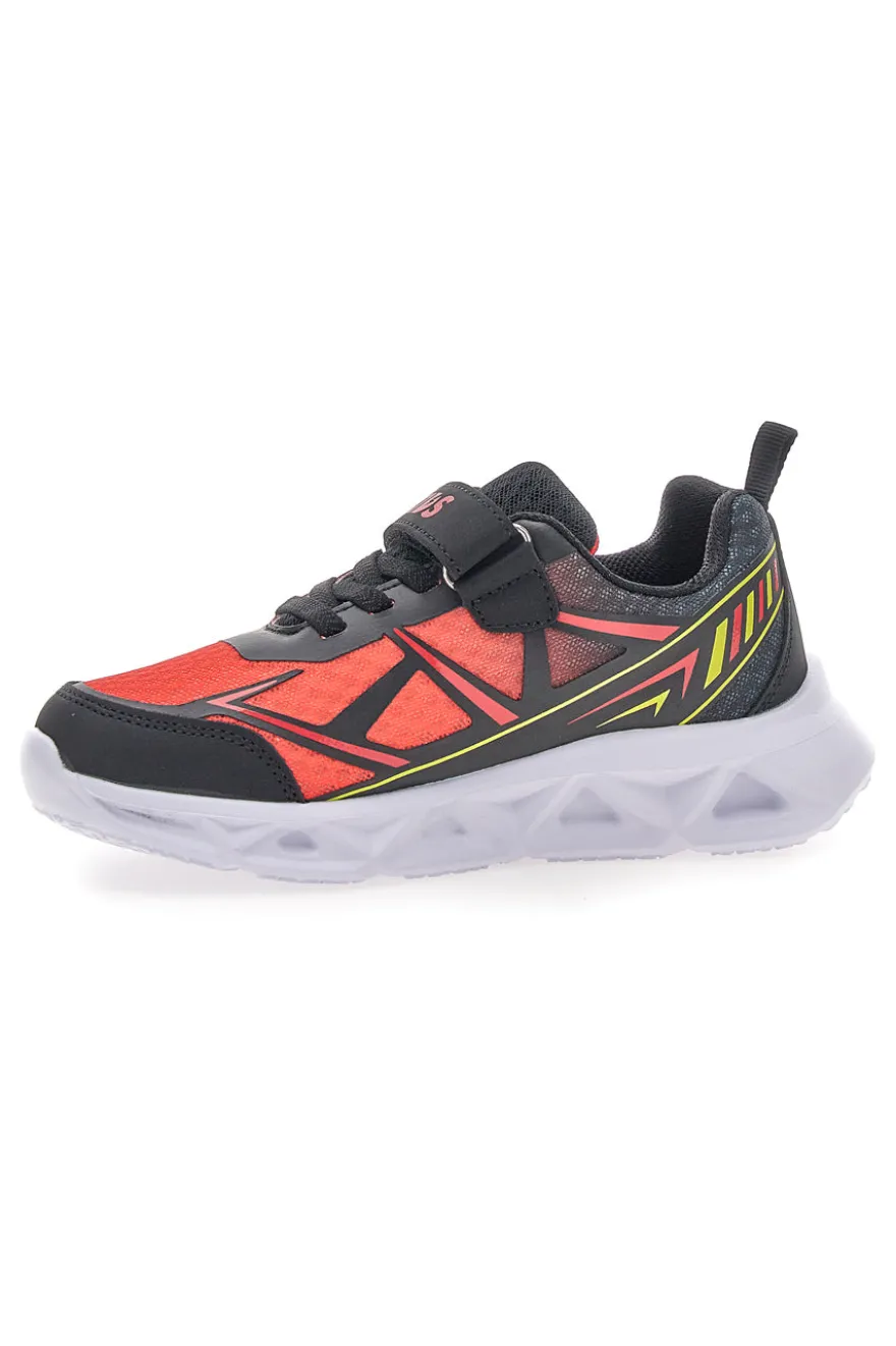 Scarpe nere e rosse con luci e strappo Pitt kids 11562