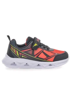 Scarpe nere e rosse con luci e strappo Pitt kids 11562