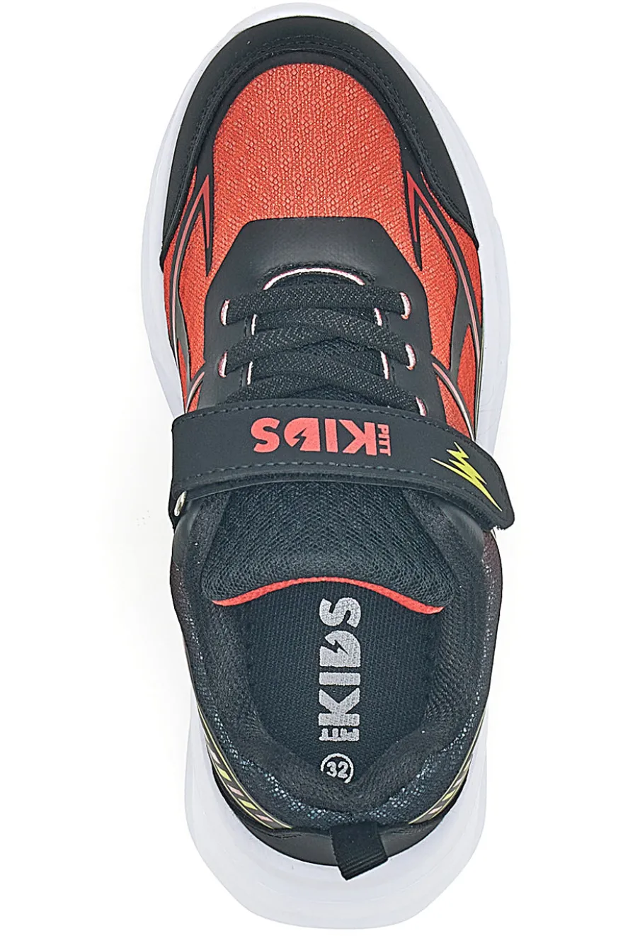 Scarpe nere e rosse con luci e strappo Pitt kids 11562