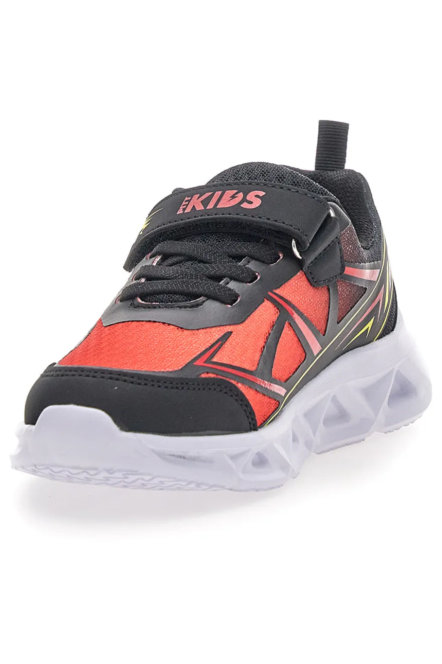 Scarpe nere e rosse con luci e strappo Pitt kids 11562