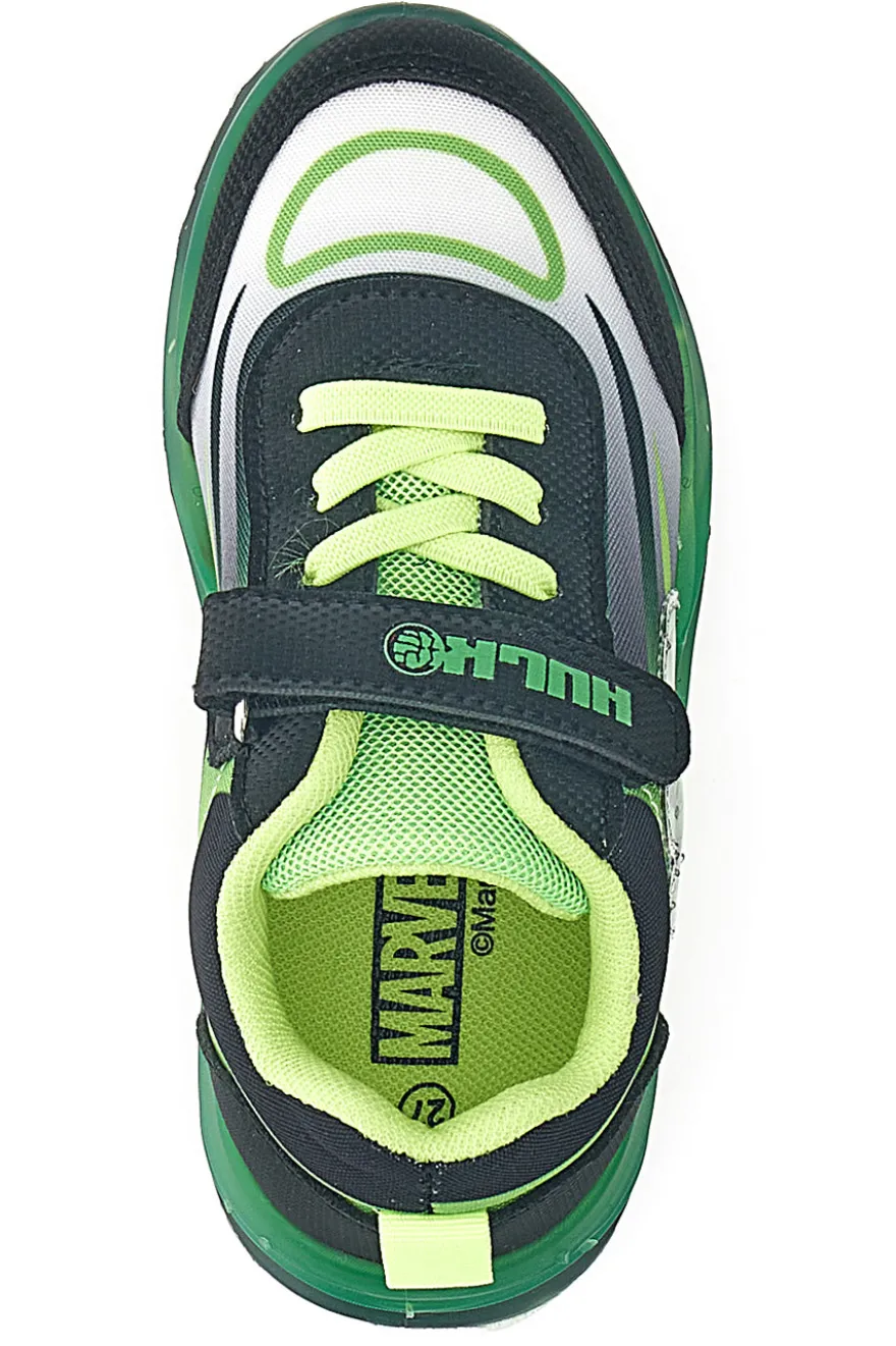 Scarpe nere e verdi con luci e strappo Mavengers R1010212T