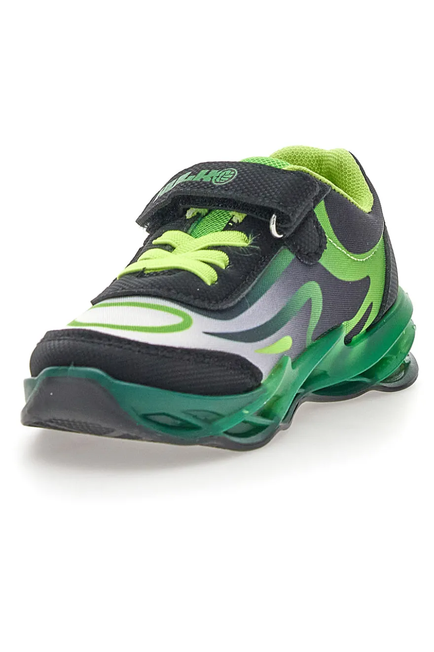 Scarpe nere e verdi con luci e strappo Mavengers R1010212T