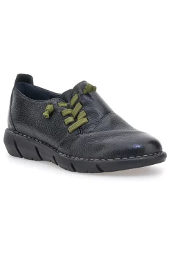 Scarpe nere in pelle con elastici verdi Pittarello Tierra 17569