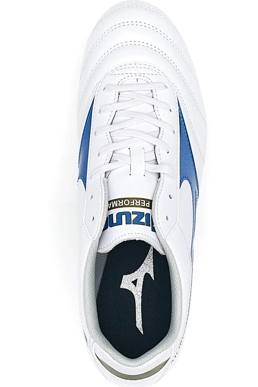 Scarpe per Calcio in Terreni Erbosi Bianche e Blu MIZUNO MORELIA II CLUB